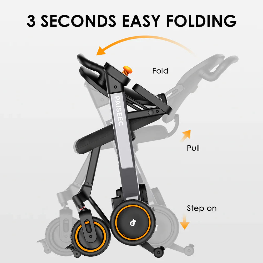 TTZ Electric Elektrische rolstoel opvouwbaar W3 - rood