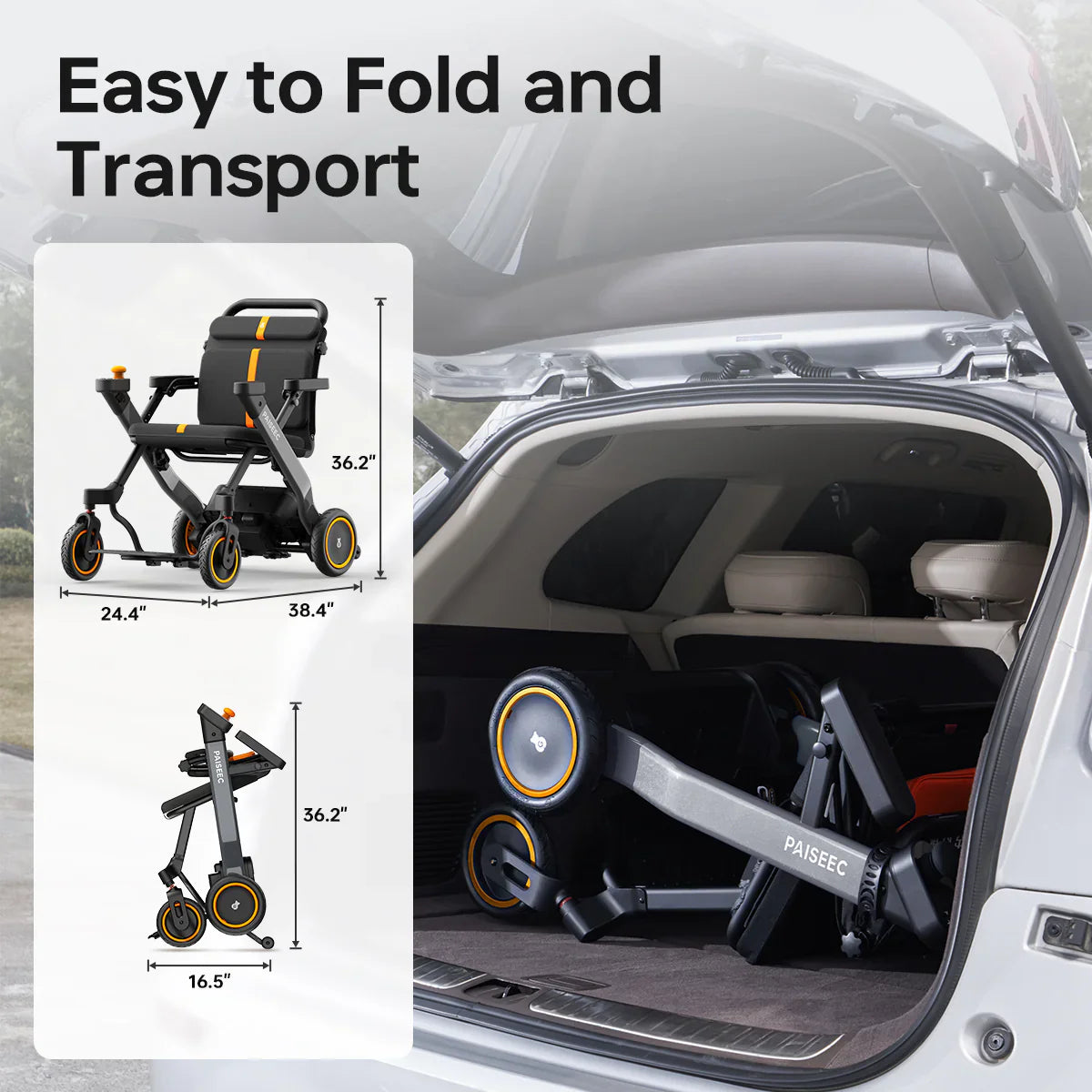 TTZ Electric Elektrische rolstoel opvouwbaar W3 - rood