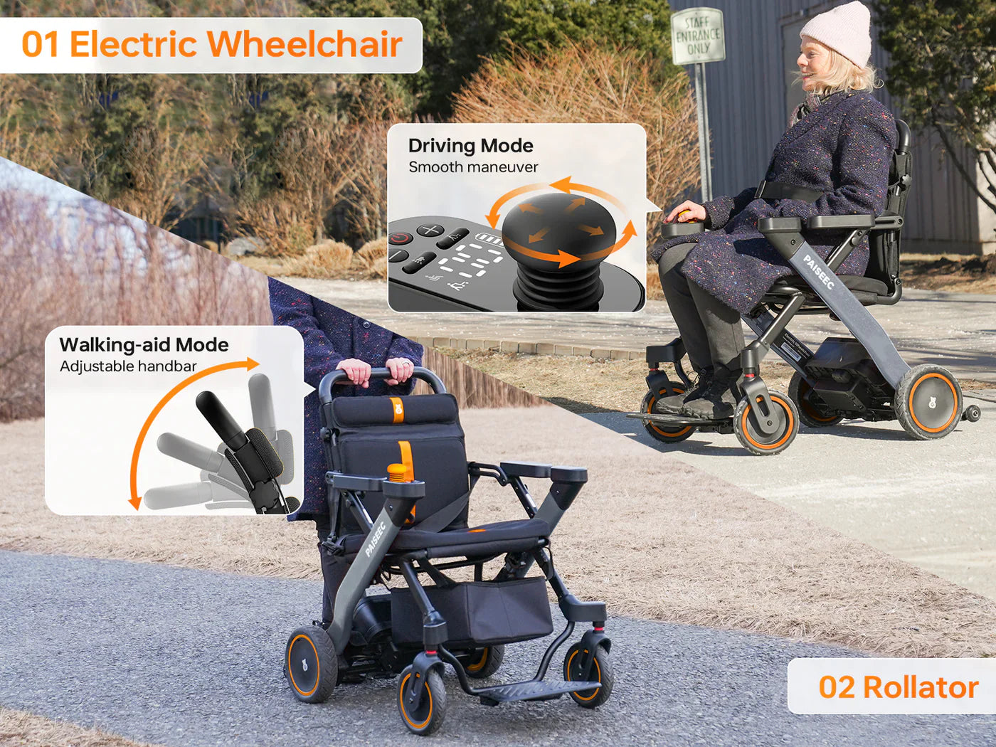 TTZ Electric Elektrische rolstoel opvouwbaar W3 - rood