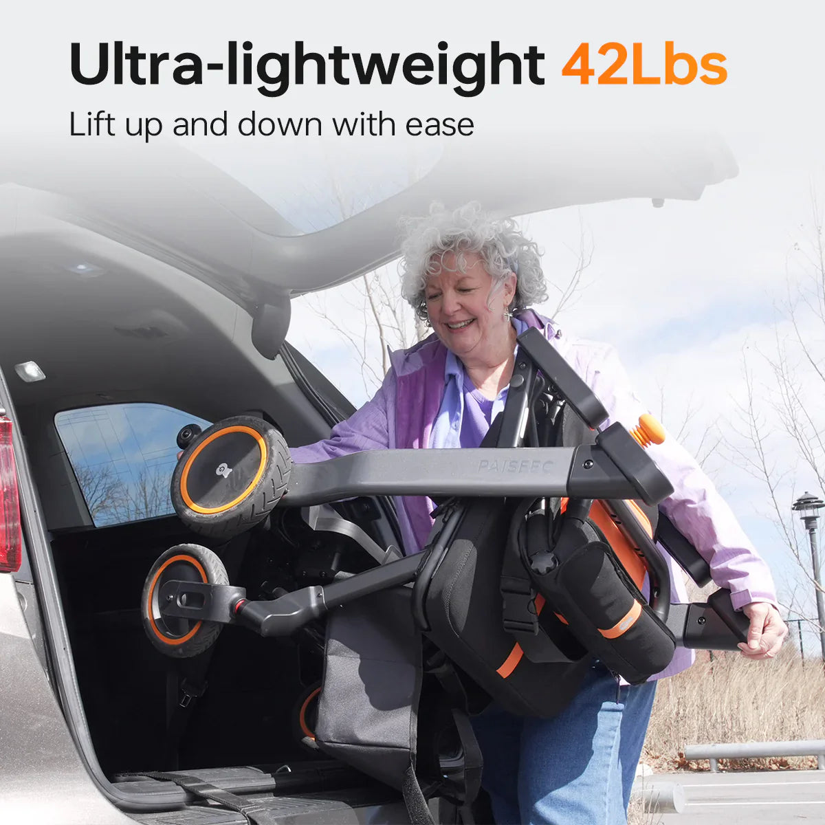 TTZ Electric Elektrische rolstoel opvouwbaar W3 - rood